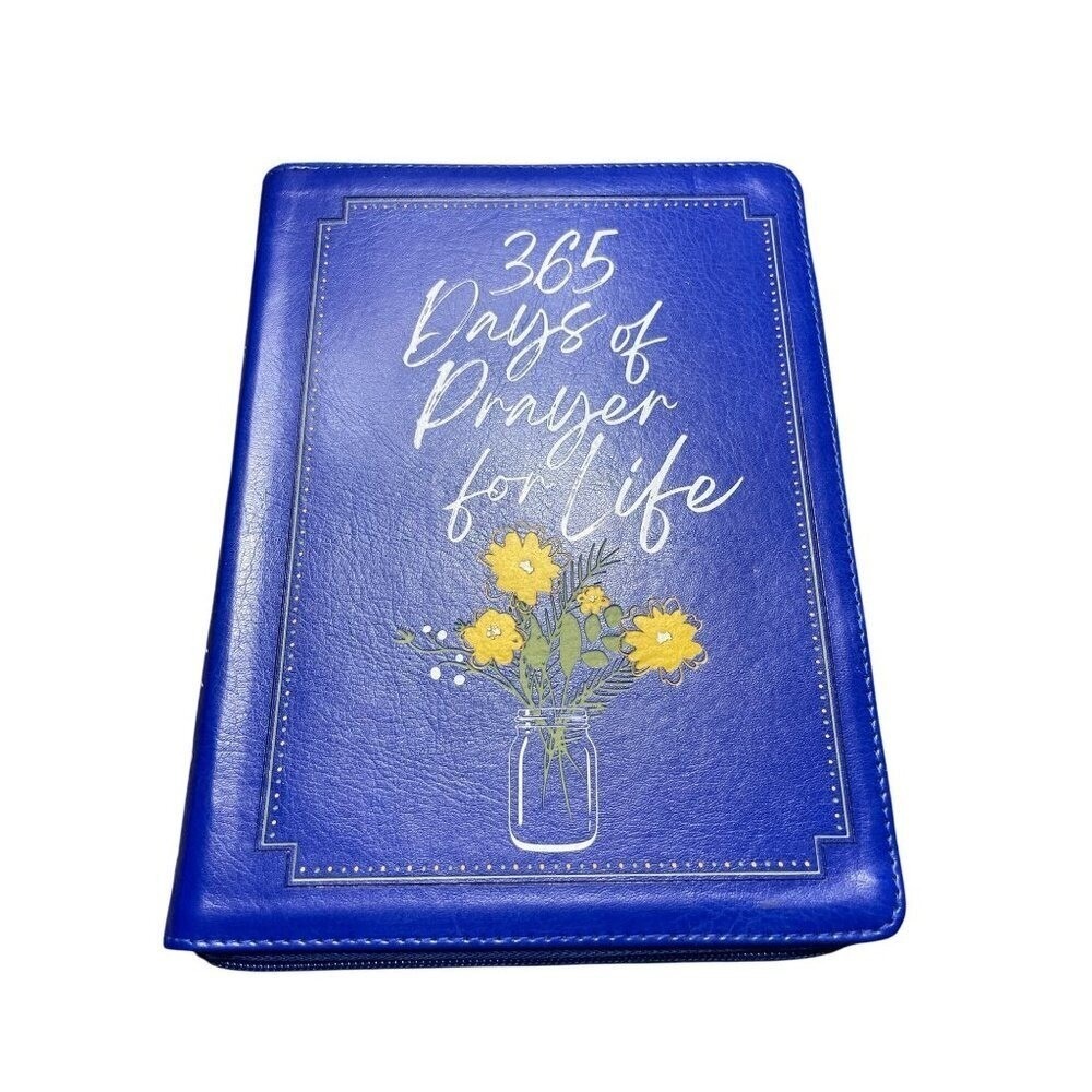 365 Days Of Prayer For Life Devotional Book With Zippered Blue Faux Leather Cove